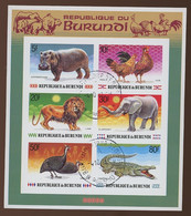 Burundi 1991.Ø Animaux  Poule Coq  Chicken Hen Crocodile Lion. Bloc127A. Ø - Gebruikt