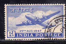 INDIA INDE 1947 ELEVATION TO DOMINION STATUS FOUR-MOTOR PLANE 12a USED USATO OBLITERE' - Oblitérés