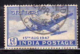 INDIA INDE 1947 ELEVATION TO DOMINION STATUS FOUR-MOTOR PLANE 12a USED USATO OBLITERE' - Gebraucht
