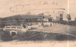 MAUGUIO (Hérault) - Lavoir Et Distillerie Melgorienne, 12 Juillet 1904 - Laveuses, Lavandières - Cachet Points Boisseron - Mauguio