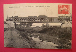 34 Boujan 1914 Passage D'un Train Le Pont Ferré Sur L'Yvron TB Animée éditeur J.Marty Dos Scanné - Andere Gemeenten