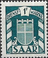 SAAR 1949 Official - Arms - 1f. - Green MH - Service