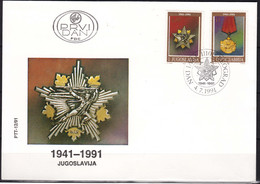 Yugoslavia Republic 1991 Soldier Medals Mi#2486-2487 FDC - Briefe U. Dokumente