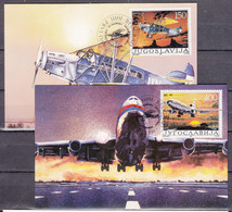 Yugoslavia Republic 1987 Airplanes Mi#2213-2214 FDC - Lettres & Documents