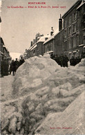 Pontarlier Grande-Rue Neige Hiver Snow Hôtel De La Poste Post Hotel 31 Janvier 1907 Doubs En B.Etat - Pontarlier