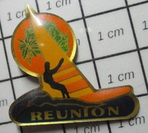 1322 Pin's Pins / Beau Et Rare / THEME : SPORTS / PLANCHE A VOILE REUNION REPAS POUR LES REQUINS - Sailing, Yachting