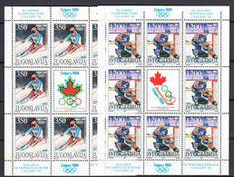 Yugoslavia 1988 Winter Olympic Games Cagliari Mi#2264-2265 Mint Never Hinged Kleinbogen - Neufs