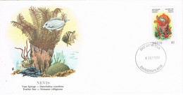 45735. Carta F.D.C. CHARLESTOWN (Nevis) 1986. Fauna Mar, Fish, Esponja And Father Star - St.Kitts And Nevis ( 1983-...)