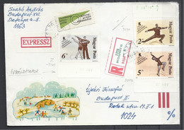 Hungary,Expres, Registered Cover, Good Stamps With Dated Tabs And Philatelic Label, 1989. - Brieven En Documenten