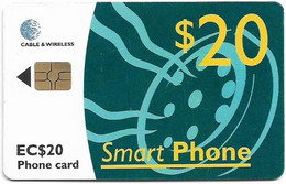 St. Lucia - C&W (Chip) - Blue Smart Phone - Gem5 Red, 2001, 20EC$, Used - Santa Lucía