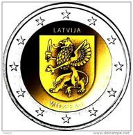 2 Euro Lettland Latvia 2016  Region Vidzeme -  LION / DRAGON SABER - COIN UNC FROM MINT ROLL - Lettonie