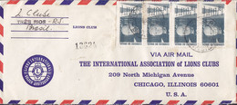 Brazil Air Mail TRES RIOS 1968 Cover Letra LIONS CLUB, Chicago (Arr.) USA 4-Stripe Winston Churchill Franking - Cartas & Documentos