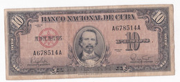 Cuba 10 Pesos Carlos Manuel De Cespedes 1960, N° A678514A , Billet Ayant Circulé - Kuba