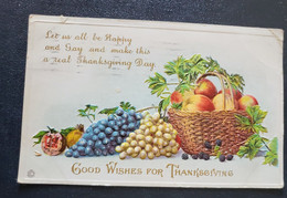 5   VERY OLD AMERICAN THANKSGIVING DAY POSTCARDS - 2  EMBOSSED. - Thanksgiving