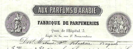 1876 SUPERBE ENTETE FABRIQUE  PARFUMERIES Lyon « Aux Parfums D’Arabie » Moreau & Fils Parfumeurs =>Blachères à Bagnols - 1800 – 1899