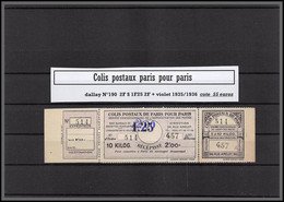 95280 Colis Postaux Paris Pour Paris N°190 2f S 1f25 2f Violet 1935 Cote 55 Euros Neuf - Ongebruikt