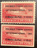 Cuba Republic Air Post 1935 Sc. C16-17 VF MLH * 10c+10c O‘MEARA Y DU PONT FLIGHT (airmail Aviation Correo Aero - Aéreo