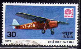 INDIA INDE 1979 AIR POST MAIL AIRMAIL POSTA AEREA 80 EMBLEM DE HAVILLAND PUSS MOTH 30p USED USATO OBLITERE' - Poste Aérienne