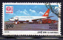 INDIA INDE 1979 AIR POST MAIL AIRMAIL POSTA AEREA 80 EMBLEM BOEING 737 1r USED USATO OBLITERE' - Poste Aérienne