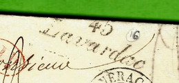 1831 LAC CURSIVE MARQUE « 45 Lavardac »  De Pont De Bordes Lot Et Garonne Pour Arblade Le Haut  Près Nogaro Gers +CACHET - 1801-1848: Precursores XIX