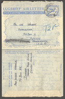 1949  Springbock 6d. Air Letter  Used To USA  Cancelled Tax Due Marking - Luftpost