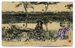 CPA HANOI La Récolte Des Nénuphares Sur Le Grand Lac / Pour Paris France / 1912 - Viêt-Nam