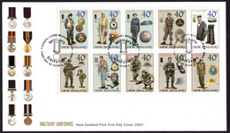 NEW ZEALAND 2003 First Day Cover FDC Military Uniforms Setenant   (**) - Lettres & Documents