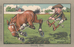 Artist Image GE Shepheard 'Steady Boy' Horse Man Humor, C1910s Vintage Postcard - Shepheard