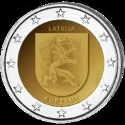 2 Euro COIN  Latvia 2017  Region  ~~ KURZEME KURLAND ~~ Commemorative Coin LETTLAND LETTONIA  UNC FROM  MINT ROLL - Latvia