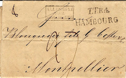 1819- Lettre De HAMBOURG  ( 41 Mm Noir ) + T.T.R.4  + Entrée Par STRASBOURG Pour La France - Marques D'entrées