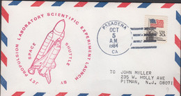 SPACE - USA  -1984 EXPERIMENTAL LAUNCH    COVER WITH  PASADENA  OCT 5  POSTMARK TO PITMAN , NEW JERSET - Etats-Unis