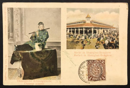 CINA CHINA IMPERO Half Cent Chinese Imperial Post On Postcard Markt In Shanghai COD.c.3814 - Gebruikt