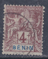 Bénin N° 35 O Type Groupe Légende BENIN : 4 C. Lilas-brun Sur Gris Oblitération Légère  Sinon TB - Used Stamps