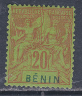 Bénin N° 39 (.) Type Groupe Légende BENIN : 20 C. Brique Sur Vert Neuf Sans Gomme  Sinon TB - Unused Stamps