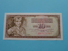 10 Dinara ( AB 7111707 ) 1968 - JUGOSLAVIJE ( For Grade, Please See Photo ) UNC ! - Yougoslavie