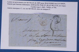AZ1  ESPANA  BELLE LETTRE 1836 ANDALUCIA BAJA SEVILLE  A   LUCHON   FRANCE  ++AFFRANCH. INTERESSANT - ...-1850 Prefilatelia