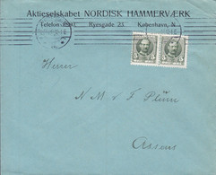 Denmark Aktieselskabet NORDISK HAMMERVÆRK, TMS Cds. KJØBENHAVN N. 1911 Cover Brief ASSENS (Arr.) 2x Fr. VIII. - Lettres & Documents