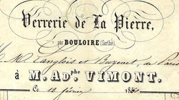 1860 VERRERIE DE LA PIERRE ADOLPHE VIMONT à COUDRECIEUX Par BOULOIRE (Sarthe ) => LANGLOIS BUZENET PARIS SCANS+ HIST - 1800 – 1899