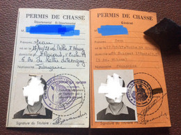 2 TIMBRES FISCAUX SUR DOCUMENTS   2 Permis De Chasse   Mairie De SAINT-MAIXENT-L’ECOLE  1972 & 1973 - Lettres & Documents