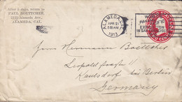 United States Postal Stationery Ganzsache PRIVATE Print PAUL BOETTCHER, ALMEDA Cal. 1913 KAMSDORF B. BERLIN Germany - 1901-20