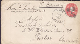 United States Postal Stationery Ganzsache PRIVATE Print Rev. SCHULZ, LINN Washington Co. KANSAS 1902 BERLIN Germany - 1901-20