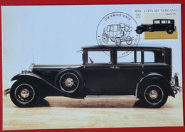 VATICANO VATIKAN VATICAN 1997 CAROZZE AUTO PONTIFICE POPE COACH CARS LIMOUSINE MAXIMUM-CARD MERCEDES BENZ - Storia Postale