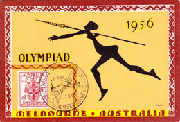 1956, Australien, "XVI. Olympiade", SST. Main Stadium, Karte, Speerwerferin - Summer 1956: Melbourne