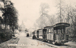 Bonsecours  Route De Condé Et L'église  Tram Voyagé En 1907 - Péruwelz