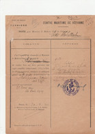 TUNISIE   HOPITAL DE SIDI-ABDALLAM  BIZERTE  CENTRE MARITIME DE REFORME  1920 - Lettres & Documents