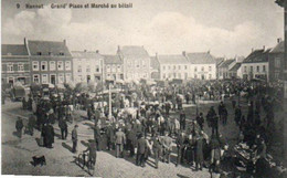 Hannut  Grand Place Et Marché Au Bétail Super Animée Voyagé En 1910 - Hannuit