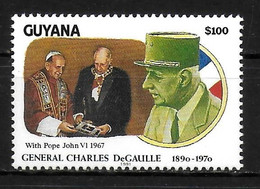 GUYANA  N°  2491  * *  De Gaulle Pape Paul VI - De Gaulle (General)