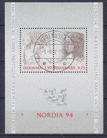 Denmark 1992 Mi. Block 8 Miniature Sheet NORDIA' 94 Deluxe Brotype HEDEHUSENE Cancel !! - Blocchi & Foglietti
