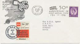 GB 1961, QEII 3d Together With BEA Airway Letter Service 11d On Superb Special Flight "50th Anniversary Of First Aerial - Storia Postale