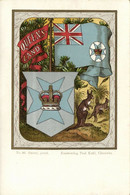 Australia, QUEENSLAND, Coat Of Arms, Flag (1900s) Patriotic Litho Postcard (2) - Altri & Non Classificati